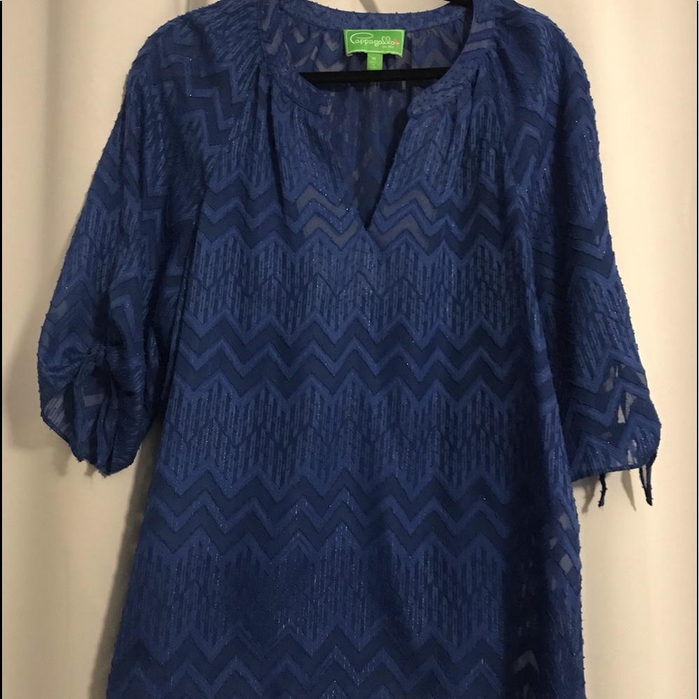 Pappagallo Royal blue sheer tunic top